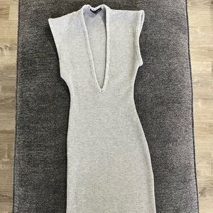 Gray V cut mini dress